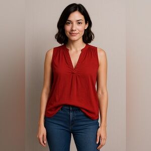 Apt. 9 Red V-Neck Sleeveless Blouse